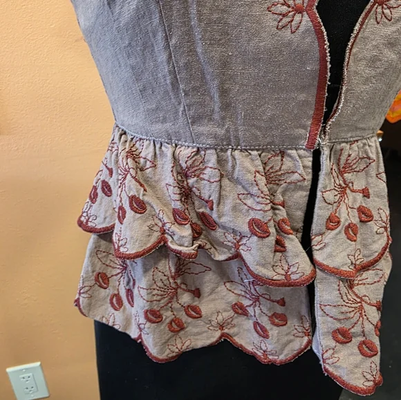 Vintage Y2K Nanette Lepore 10 Girlie Embroidered Floral Ruffle Top Babydoll - Picture 7 of 14